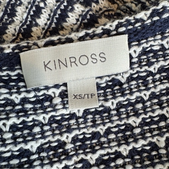 Kinross Cotton White & Navy Lattice Knit Cotton Sweater Size XS - Picture 5 of 9